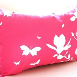 Hot Pink Magnolia & Butterflies Pillow Silkscreened Accent Pillow - thumbnail 2