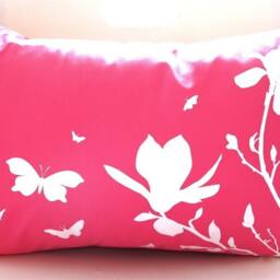 Hot Pink Magnolia & Butterflies Pillow Silkscreened Accent Pillow - thumbnail 3