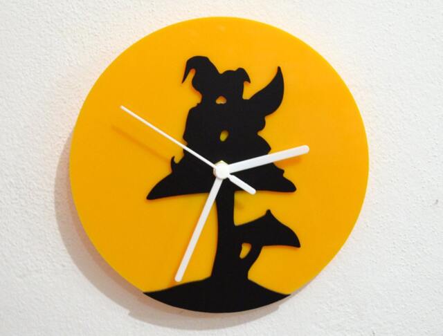 Elves On Mushroom - Black & Yellow Silhouette Wall Clock - image 1
