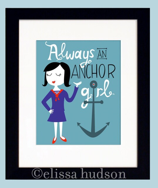 Anchor Girl Sorority Print Sisterhood Gift, Dorm Wall Art - image 1