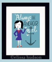 Anchor Girl Sorority Print Sisterhood Gift, Dorm Wall Art - thumbnail 1