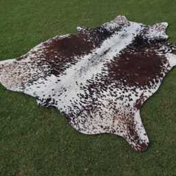 Cowhide Rug-Real Brown & White Brindle Rug-Brazilian Area Rug-Genuine Tricolor Cowhide-Large Rug-Speckled Cow Skin - thumbnail 3