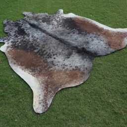 Cowhide Rug-Real Brown & White Brindle Rug-Brazilian Area Rug-Genuine Tricolor Cowhide-Large Rug-Speckled Cow Skin - thumbnail 2