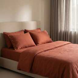 Linen Pillowcases With Buttons, Set Of 2, Burnt Orange Pillowcase Pair, Standard, King, Queen, Natural Bedding - thumbnail 2