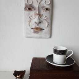 Italianate White Ceramic Face Sculpture With Hand Modelled Raised Flourishes, Classic Art Lover Gift, No.4 - thumbnail 3