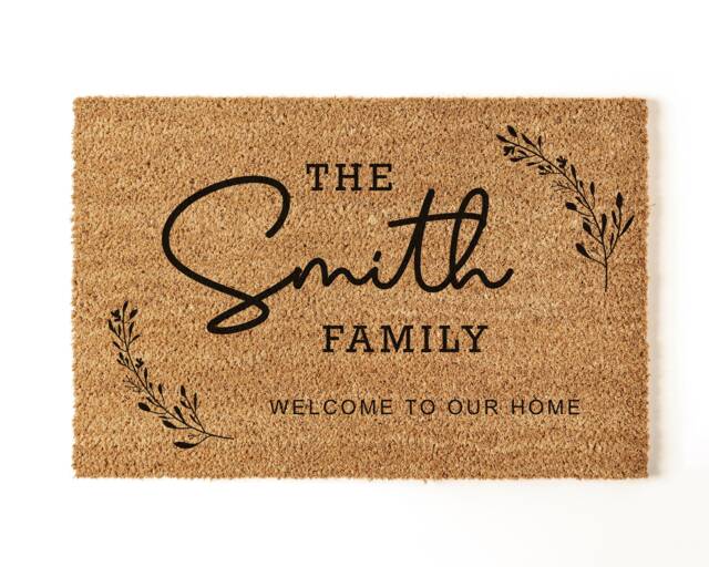 Personalised Family Name Coir Door Mat - New Home Gift - image 1