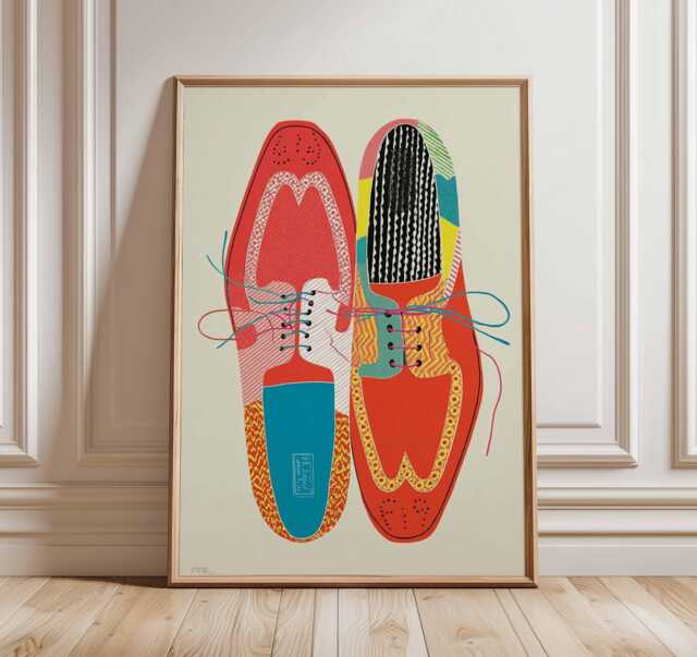 Colorful Shoe Art Print - Modern Pop Poster Abstract Fashion Wall Retro Illustration Bold Contemporary Artwork - image 1
