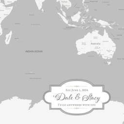 Minimalist Travel Map Wall Art in Elegant Gray - Personalized Travel Keepsake Gift - thumbnail 3