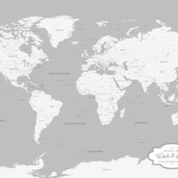 Minimalist Travel Map Wall Art in Elegant Gray - Personalized Travel Keepsake Gift - thumbnail 2