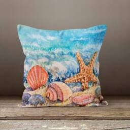 Nautical Sea Cushion Cover-star Fish Pillow Case-Sea Horse Cover-Yacht Case-Gift For Her Cushion-Handmade Material - thumbnail 2