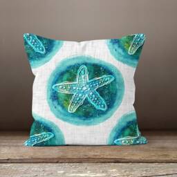 Nautical Sea Cushion Cover-star Fish Pillow Case-Sea Horse Cover-Yacht Case-Gift For Her Cushion-Handmade Material - thumbnail 3