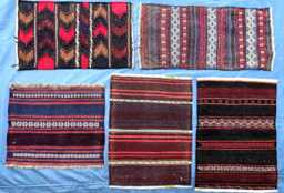 Set Of 5 Kilim Mats, Afghan Flatweave Door Small Tribal Rugs, Mini Handwoven Wool Placemats, Boho Entryway Coaster - thumbnail 1