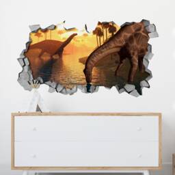 Kids Room, Decor, Dinosaurs, 3D Effect, Wall Sticker, Decal, 3D Wallpaper, Wall Decals, Art, Art - Skudds3Dw - thumbnail 1
