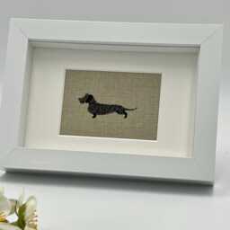 Brown Dachshund Dog Fabric Picture, Textile Wall Art, Sophie Allport Design - thumbnail 2