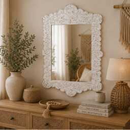 Handmade Mother Of Pearl Bedroom Mirror, Coastal Decor, Wedding Gift - thumbnail 2