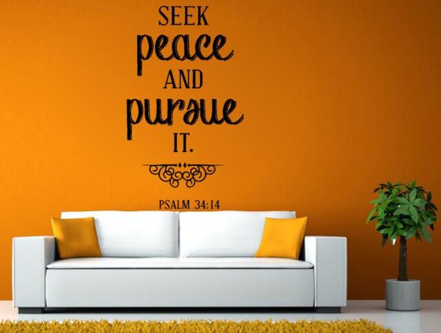 Seek Peace & Pursue It Lord God Verse Quote Bible Psalm 3414 Wall Or Window Sticker Decal Vinyl Fathead Mural Decor L1991 - image 1
