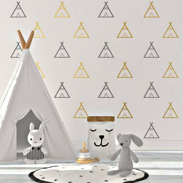 Tee Pee Wall Decals Nursery Decor, 30 Pack - 4x4 In - image 1
