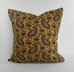 Paisley Decorative Throw Pillow Cover, Butterscotch, Gold, Cushion 16x16 - thumbnail 1