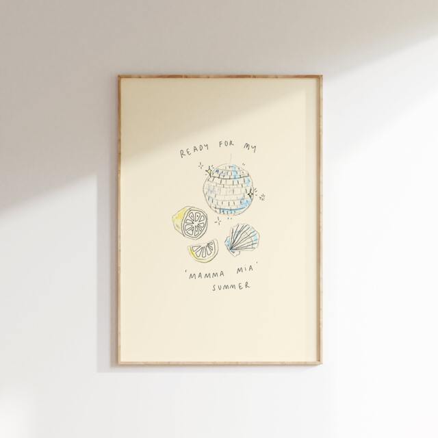 Just Want My Mamma Mia Summer Wall Print - Greek Greece Poster Euro Art Trendy Aesthetic Beach Lover - image 1