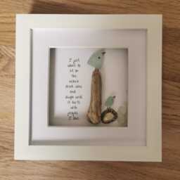 Sea Glass Seagull Pebble Art Coastal Beach Scene With Quote - thumbnail 2