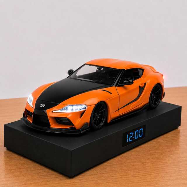 Toyota Gr Supra Alarm Clock - Realistic Engine Sound, Working Headlights, Handmade, Car Enthusiast Gift - image 1