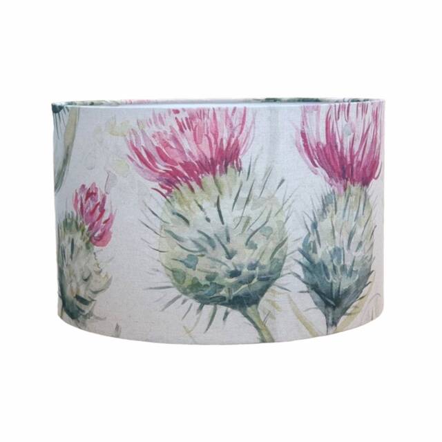 Thistle Glen Drum Lampshade Pink Floral Handmade Lamp Shade - image 1