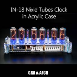 Nixie Tube Clock In-18 in Big Acrylic Case [Columns, Sockets] For Boyfriend, Husband, Vintage, Glowing Clock, Gift, Steampunk - thumbnail 1