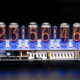 Nixie Tube Clock In-18 in Big Acrylic Case [Columns, Sockets] For Boyfriend, Husband, Vintage, Glowing Clock, Gift, Steampunk - thumbnail 3