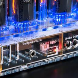 Nixie Tube Clock In-18 in Big Acrylic Case [Columns, Sockets] For Boyfriend, Husband, Vintage, Glowing Clock, Gift, Steampunk - thumbnail 4