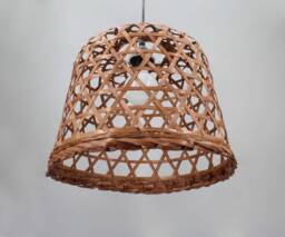 "Handwoven Bamboo Pendant Light Rustic Lampshade - 15""x12" - thumbnail 1