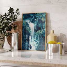 Fantasy Waterfall Poster, Mystical Dragon Art Print, Dreamlike Landscape, Ethereal Decor, Magical Forest - thumbnail 4