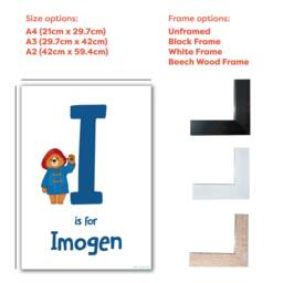 Paddington Bear Tv Print - Blue Letter & Personalised Name Wall Art - thumbnail 3