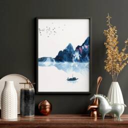 Japandi Wall Art Decor Framed 3 Piece Set Artwork For A Zen Living Room, Teal Large Relaxing Asian Designer Japan Poster Prints - thumbnail 3