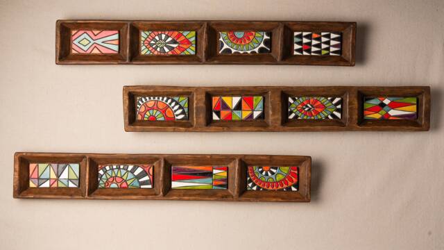 Ceramic Wall Art - Fiesta Trays - One Choose From 3 Styles Handmade Framed Tiles Made To Order - image 1