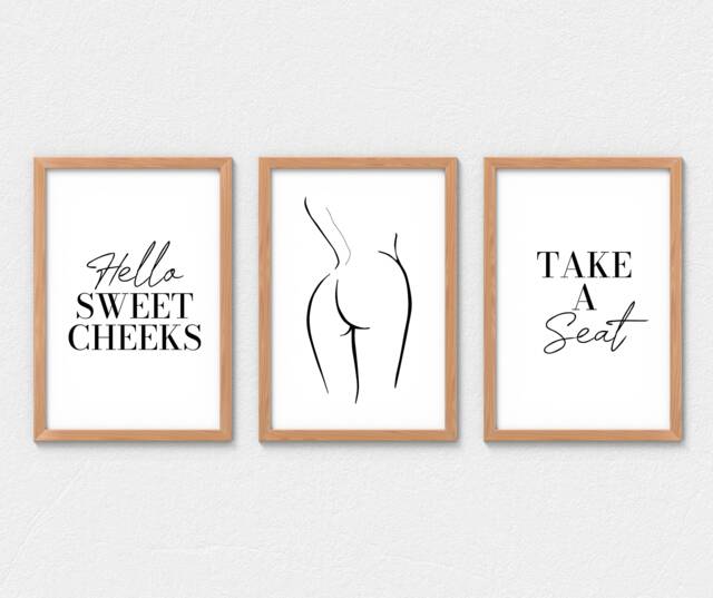 Funny Bathroom Prints Minimalist Toilet Decor, Cloakroom Wall Art, Downstairs Posters - image 1