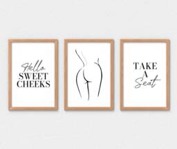 Funny Bathroom Prints Minimalist Toilet Decor, Cloakroom Wall Art, Downstairs Posters - thumbnail 1