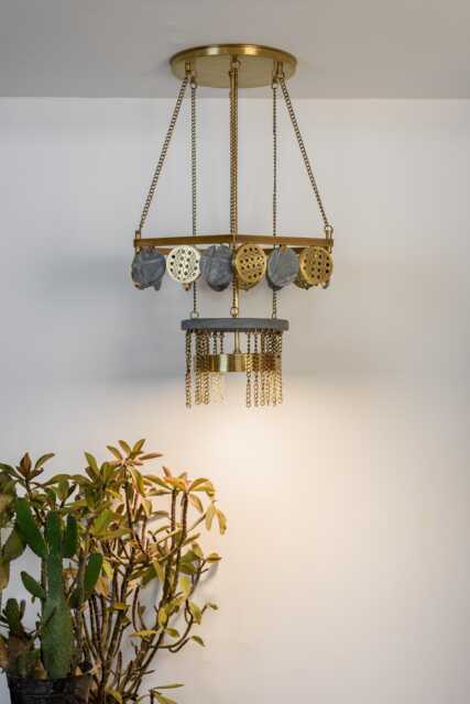 Handmade Concrete & Brass Ceiling Lamp - Egyptian Design - image 1