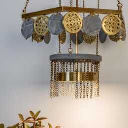 Handmade Concrete & Brass Ceiling Lamp - Egyptian Design - thumbnail 2