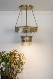 Handmade Concrete & Brass Ceiling Lamp - Egyptian Design