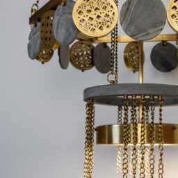 Handmade Concrete & Brass Ceiling Lamp - Egyptian Design - thumbnail 3
