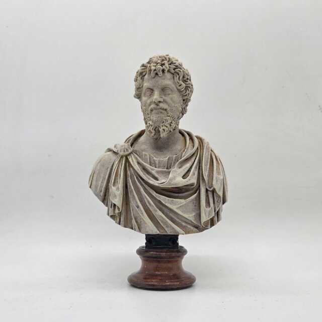 Marble Effect Septimius Severus Statuette. 3D Printed Roman Hellenistic Statue, Male Head Bust, History Figure, Faux Marble Sculpture - image 1