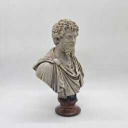 Marble Effect Septimius Severus Statuette. 3D Printed Roman Hellenistic Statue, Male Head Bust, History Figure, Faux Marble Sculpture - thumbnail 2