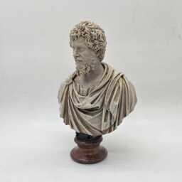 Marble Effect Septimius Severus Statuette. 3D Printed Roman Hellenistic Statue, Male Head Bust, History Figure, Faux Marble Sculpture - thumbnail 3