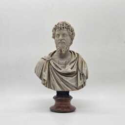 Marble Effect Septimius Severus Statuette. 3D Printed Roman Hellenistic Statue, Male Head Bust, History Figure, Faux Marble Sculpture - thumbnail 1