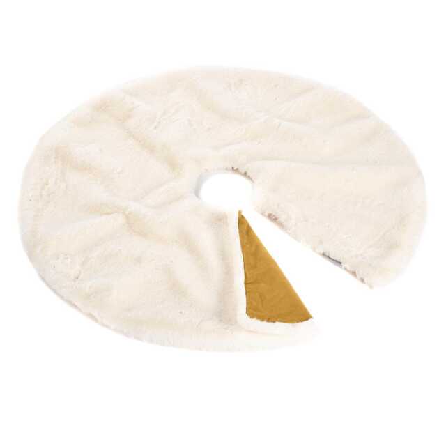 Cream Luxury Faux Fur Tree Skirt, Superior Fake Christmas Decor