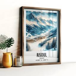 Risoul Ski Poster Print - Watercolour Art Decor - Travel Wall Artwork Skiing Gifts French Alps Mountain Resort Gift Snowboard - thumbnail 3