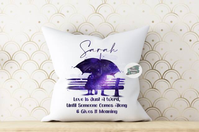Personalised Couples Bench Cushion, Anniversary Keepsake - 40x40cm - image 1