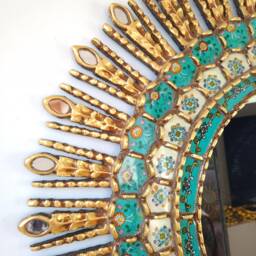 Eye 78 cm Turquoise Interior Decoration - Wall Mirror Home Decoration- Decorative Mirrors - thumbnail 2