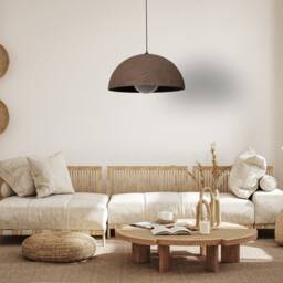 Handmade Wabi Sabi Stoneware Pendant Light Brown Textured Ceramic Chandelier - thumbnail 2