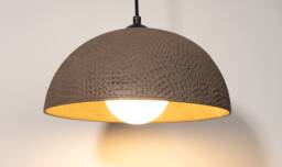 Handmade Wabi Sabi Stoneware Pendant Light Brown Textured Ceramic Chandelier - thumbnail 1